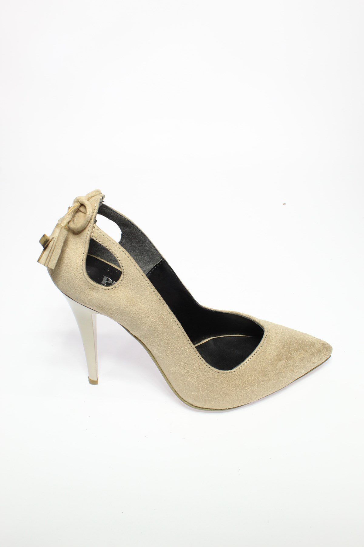 PARK MODA TOPUKLU KADIN KLASİK AYAKKABI PRK03 BEJ SİYAH